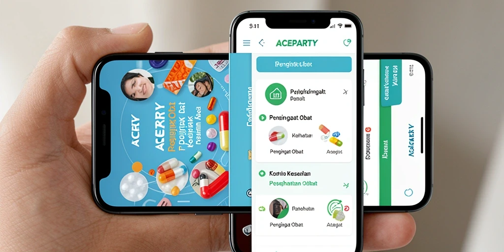 Tampilan antarmuka aplikasi Pengingat Obat ACEPARTY yang intuitif dan informatif.