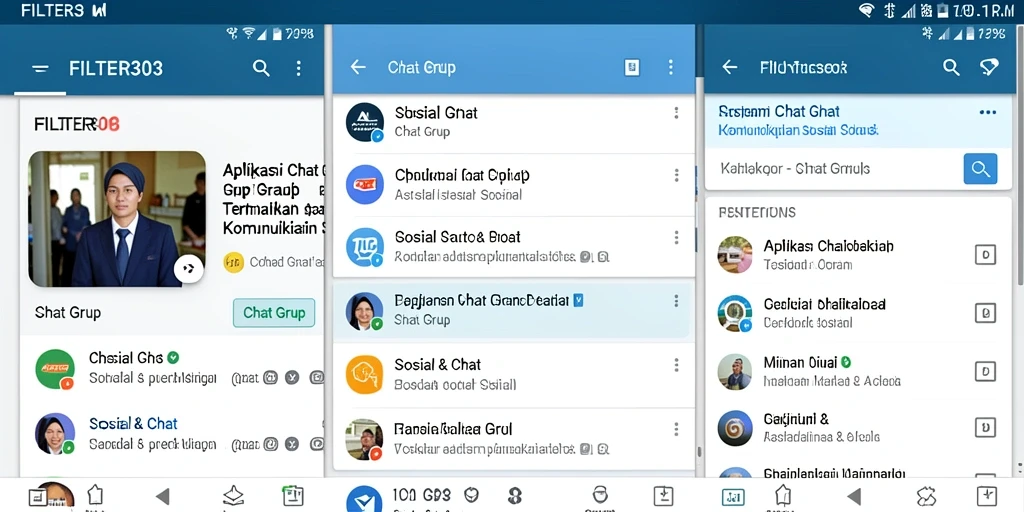 Tampilan antarmuka FILTER303 untuk grup chat yang interaktif dan menarik.