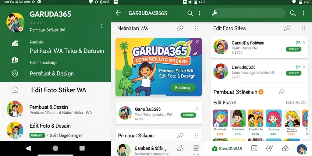 Tampilan antarmuka GARUDA365 saat menciptakan stiker WhatsApp.
