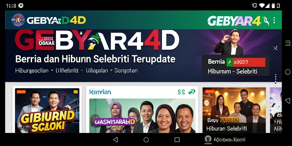 Antarmuka GEBYAR4D menyajikan berita hiburan selebriti yang menarik.