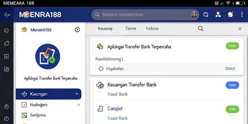 Tampilan antarmuka pengguna aplikasi Transfer Bank MENARA188 yang modern dan mudah digunakan.