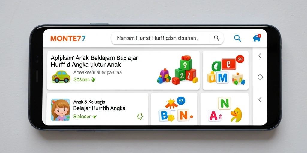 Antarmuka aplikasi MONTE77 yang menarik dan ramah anak.
