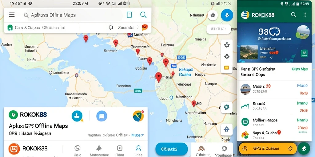 Antarmuka aplikasi ROKOK88 yang memudahkan navigasi GPS Offline Maps.