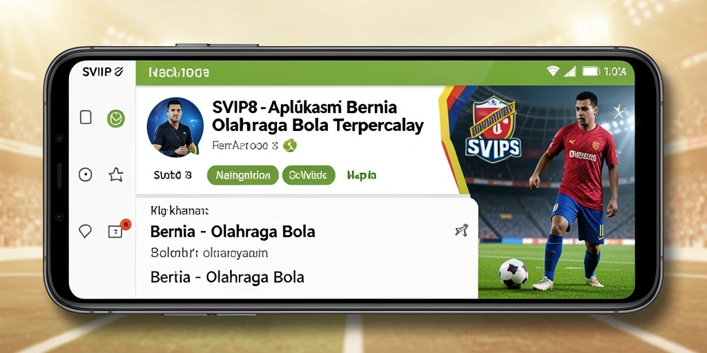 Tampilan antarmuka utama aplikasi SVIP8 dengan berita olahraga bola terbaru.