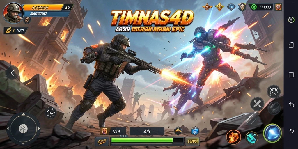 Screenshot utama TIMNAS4D dengan antarmuka aksi yang mendebarkan.